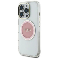 Guess IML Metal Colored Circle Classic Logo MagSafe case for iPhone 16 Pro Max - pink