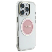 Guess IML Metal Colored Circle Classic Logo MagSafe case for iPhone 16 Pro Max - pink