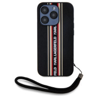 Karl Lagerfeld Saffiano Athleisure Stripes Cord iPhone 15 Pro Max Case - Red