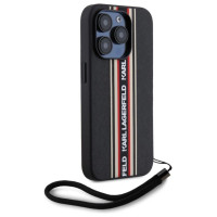Karl Lagerfeld Saffiano Athleisure Stripes Cord iPhone 15 Pro Max Case - Red