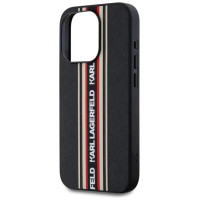 Karl Lagerfeld Saffiano Athleisure Stripes Cord iPhone 15 Pro Max Case - Red