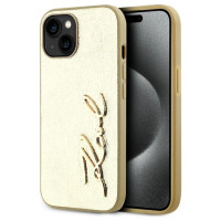 Karl Lagerfeld Wrinkled Metal Signature iPhone 15 Case - Gold