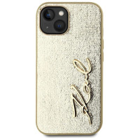 Karl Lagerfeld Wrinkled Metal Signature iPhone 15 Case - Gold