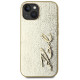Karl Lagerfeld Wrinkled Metal Signature iPhone 15 Case - Gold