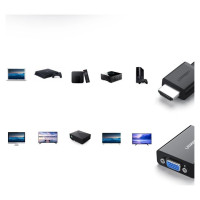 Ugreen adapter HDMI - VGA micro USB / audio 3.5 mm mini jack black (40248)