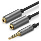 Ugreen cable cable headphone splitter 3.5 mm mini jack AUX microphone 20cm (microphone + stereo output) silver (30619)