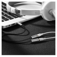 Ugreen cable cable headphone splitter 3.5 mm mini jack AUX microphone 20cm (microphone + stereo output) silver (30619)