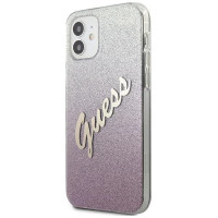 Guess GUHCP12SPCUGLSPI iPhone 12 mini 5.4" pink/pink hardcase Glitter Gradient Script