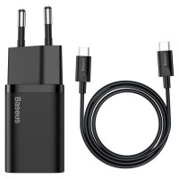 Baseus Super Si fast charger Quick Charge 3.0 Power Delivery 25W 3A + Cable USB Type C - USB Type C 3A 1m black (TZCCSUP-L01)