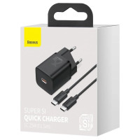 Baseus Super Si fast charger Quick Charge 3.0 Power Delivery 25W 3A + Cable USB Type C - USB Type C 3A 1m black (TZCCSUP-L01)