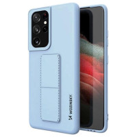 Wozinsky Kickstand Case Silicone Stand Cover for Samsung Galaxy S21 Ultra 5G Light Blue