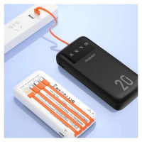 Dudao capacious powerbank with 3 built-in cables 20000mAh USB Type C + micro USB + Lightning white (Dudao K6Pro +)
