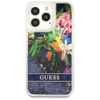 Guess GUHCP13LLFLSB iPhone 13 Pro / 13 6.1" blue/blue hardcase Flower Liquid Glitter