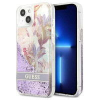 Guess GUHCP13SLFLSU iPhone 13 mini 5.4" purple/purple hardcase Flower Liquid Glitter