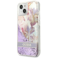 Guess GUHCP13SLFLSU iPhone 13 mini 5.4" purple/purple hardcase Flower Liquid Glitter