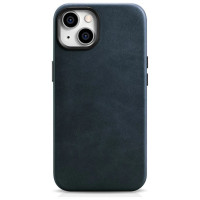 Icarer Oil Wax Premium Leather Case iPhone 14 Plus Magnetic Leather Case with MagSafe Dark Blue (WMI14220703-BU)