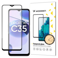 Wozinsky super tough Full Glue Full Glue Full Screen Tempered Glass with Case Friendly Realme C35 Black Frame