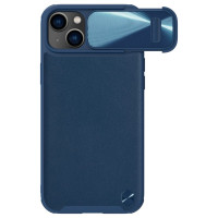 Nillkin CamShield Leather S Case iPhone 14 Plus case with camera cover blue