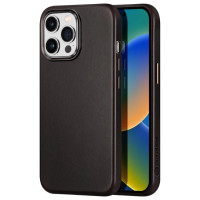Dux Ducis Naples Case for iPhone 14 Pro Max Leather Cover (MagSafe Compatible) Dark Brown