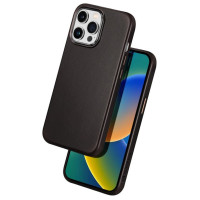 Dux Ducis Naples Case for iPhone 14 Pro Max Leather Cover (MagSafe Compatible) Dark Brown