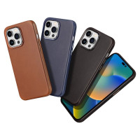 Dux Ducis Naples Case for iPhone 14 Pro Max Leather Cover (MagSafe Compatible) Dark Brown