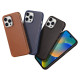 Dux Ducis Naples Case for iPhone 14 Pro Max Leather Cover (MagSafe Compatible) Dark Brown