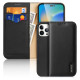 Dux Ducis Hivo Leather Flip Cover Genuine Leather Wallet for Cards and Documents iPhone 14 Pro Max Black