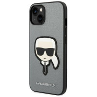 Karl Lagerfeld KLHCP14MSAPKHG iPhone 14 Plus 6,7" srebrny/silver hardcase Saffiano Karl`s Head Patch