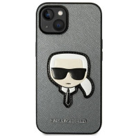 Karl Lagerfeld KLHCP14MSAPKHG iPhone 14 Plus 6,7" srebrny/silver hardcase Saffiano Karl`s Head Patch