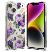 Ringke Fusion Design Armored Case Cover with Gel Frame for iPhone 14 Plus transparent (Purple rose) (FD637E29)