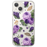 Ringke Fusion Design Armored Case Cover with Gel Frame for iPhone 14 Plus transparent (Purple rose) (FD637E29)