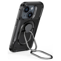 Joyroom Dual Hinge case for iPhone 14 Plus armored case with a stand and a ring holder black