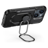 Joyroom Dual Hinge case for iPhone 14 Plus armored case with a stand and a ring holder black