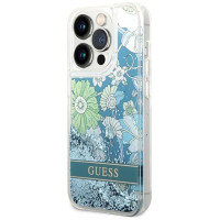 Guess Flower Liquid Glitter case for iPhone 14 Pro Max - green