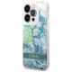Guess Flower Liquid Glitter case for iPhone 14 Pro Max - green