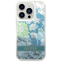 Guess Flower Liquid Glitter case for iPhone 14 Pro Max - green