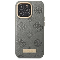 Guess GUHMP13LSAPSTG iPhone 13 Pro / 13 6.1" grey/grey hardcase Peony Logo Plate MagSafe