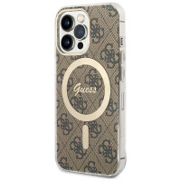Guess Set Guess GUBPP13LH4EACSW Case+ Charger iPhone 13 Pro brown/brown hard case 4G Print MagSafe