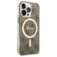 Guess Set Guess GUBPP13LH4EACSW Case+ Charger iPhone 13 Pro brown/brown hard case 4G Print MagSafe