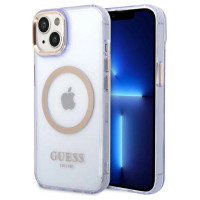 Guess GUHMP14SHTCMU iPhone 14 6.1" purple/purple hard case Gold Outline Translucent MagSafe