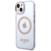 Guess GUHMP14SHTCMU iPhone 14 6.1" purple/purple hard case Gold Outline Translucent MagSafe
