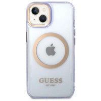 Guess GUHMP14SHTCMU iPhone 14 6.1" purple/purple hard case Gold Outline Translucent MagSafe