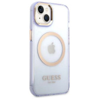 Guess GUHMP14SHTCMU iPhone 14 6.1" purple/purple hard case Gold Outline Translucent MagSafe