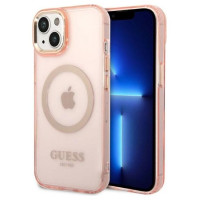 Guess GUHMP14SHTCMP iPhone 14 6.1" pink/pink hard case Gold Outline Translucent MagSafe