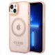 Guess GUHMP14SHTCMP iPhone 14 6.1" pink/pink hard case Gold Outline Translucent MagSafe