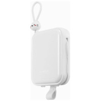 Joyroom powerbank with USB C and Lightning cables and Cutie Series stand 10000mAh 22.5W white (JR-L008)