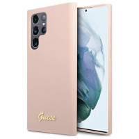 Guess GUHCS23LLSLMGPP S23 Ultra S918 pink/pink hardcase Silicone Script Metal Logo
