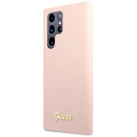 Guess GUHCS23LLSLMGPP S23 Ultra S918 pink/pink hardcase Silicone Script Metal Logo