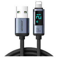 Joyroom Prism Series A16 Lightning / USB-A Cable 2.4A 1.2m with LED Display - Black
