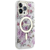 Guess GUHMP14LHCFWST iPhone 14 Pro 6.1" transparent hardcase Flower MagSafe